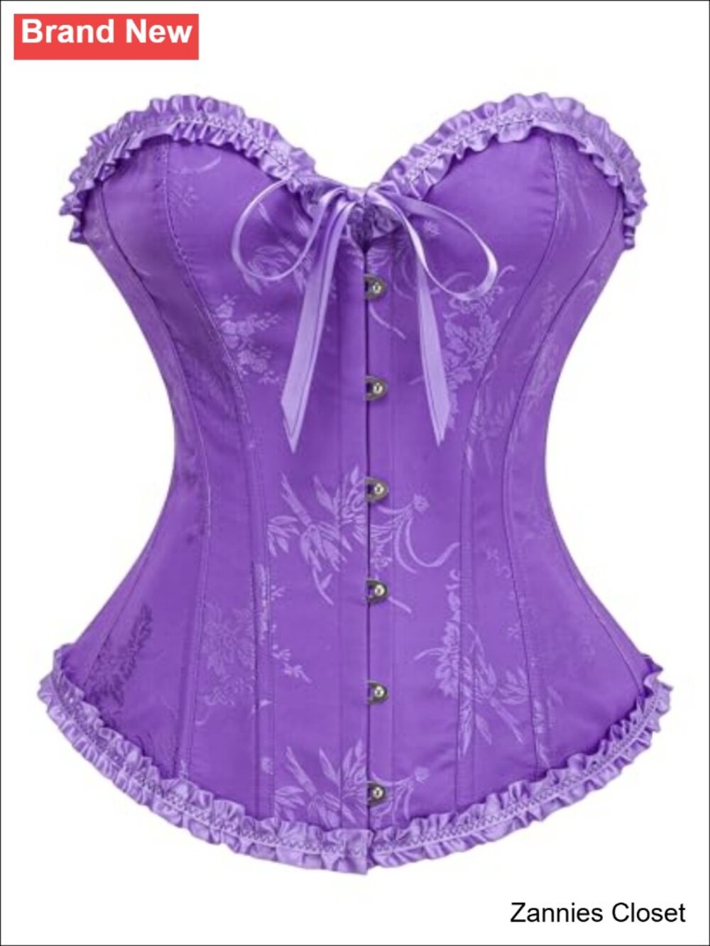✨SZIVYSHI 14-Bone Overbust Corset Top Gothic Steampunk Costume Bustier